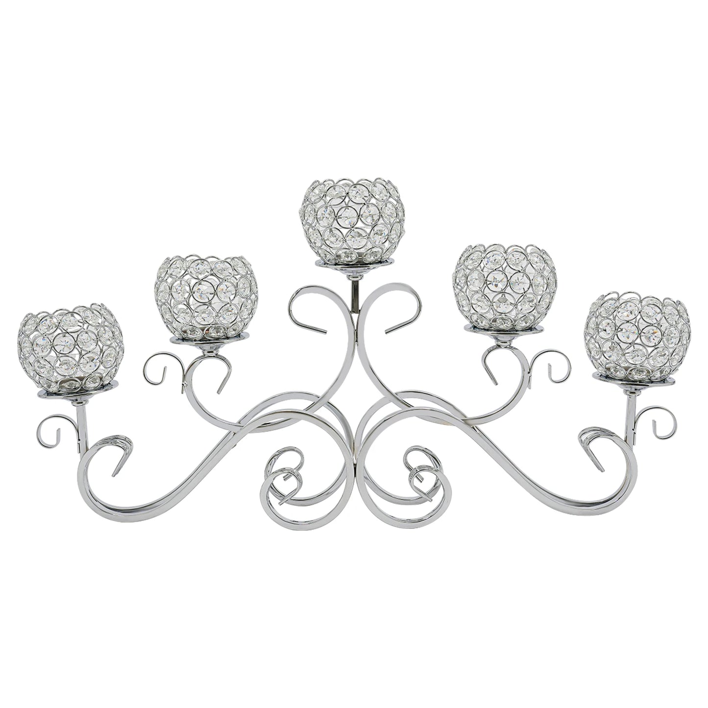 Five Arm Crystal Candle Holder K9 Crystal Candelabra Iron Base