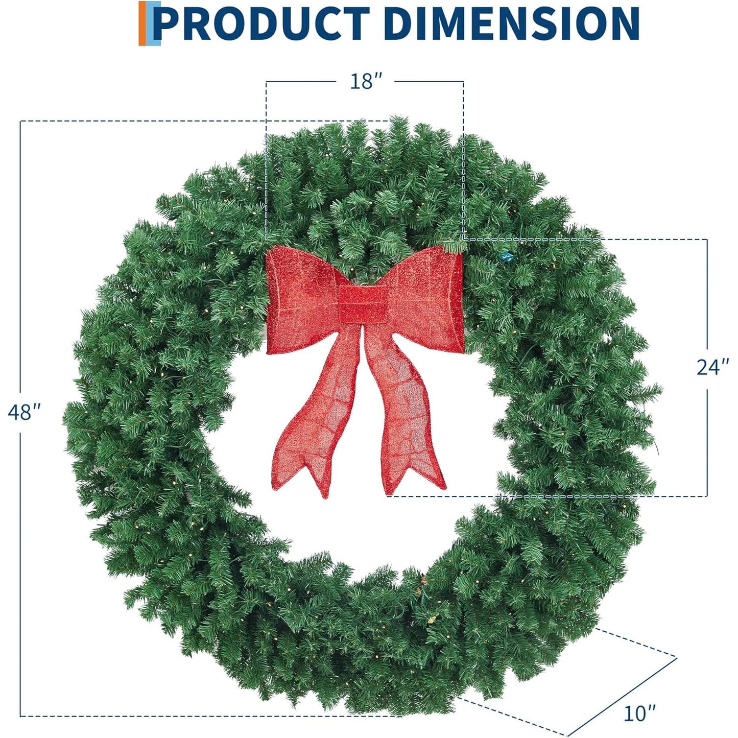 Artificial Christmas Wreath With Bow Prelit LED Indoor