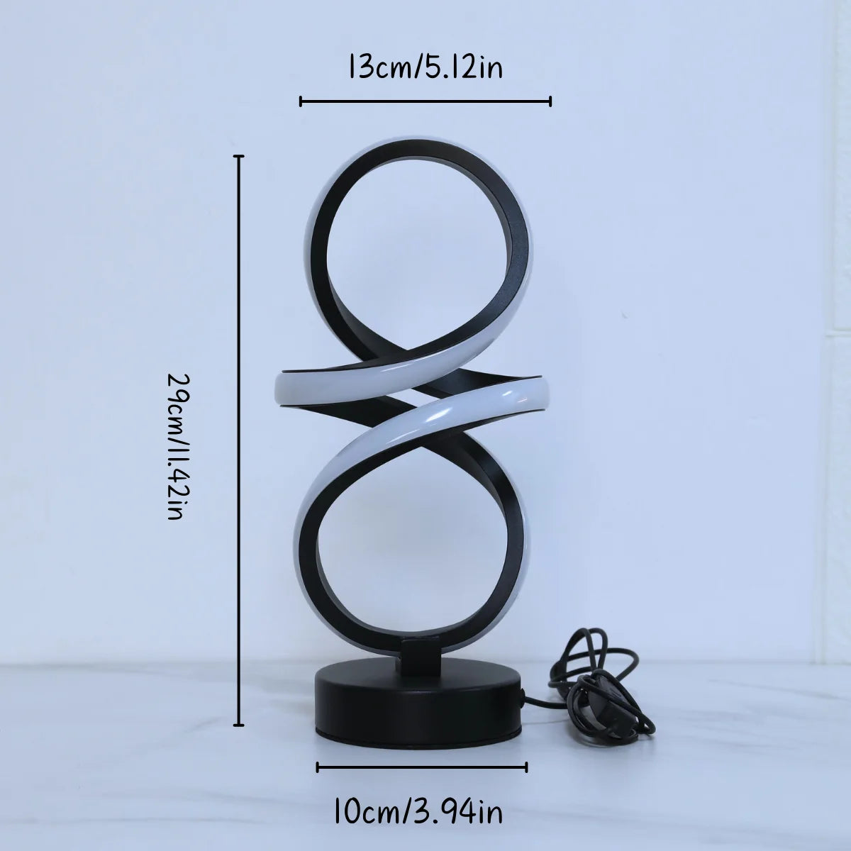 Spiral LED Table Lamp USB Powered With 3 Color Modes