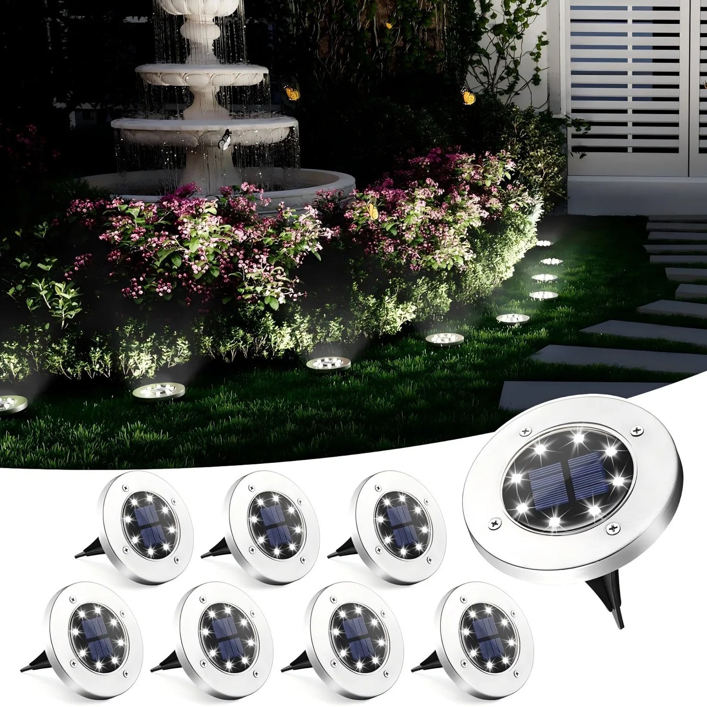 KPSTEK Solar Lights 8 LED Landscape Pathway Lighting