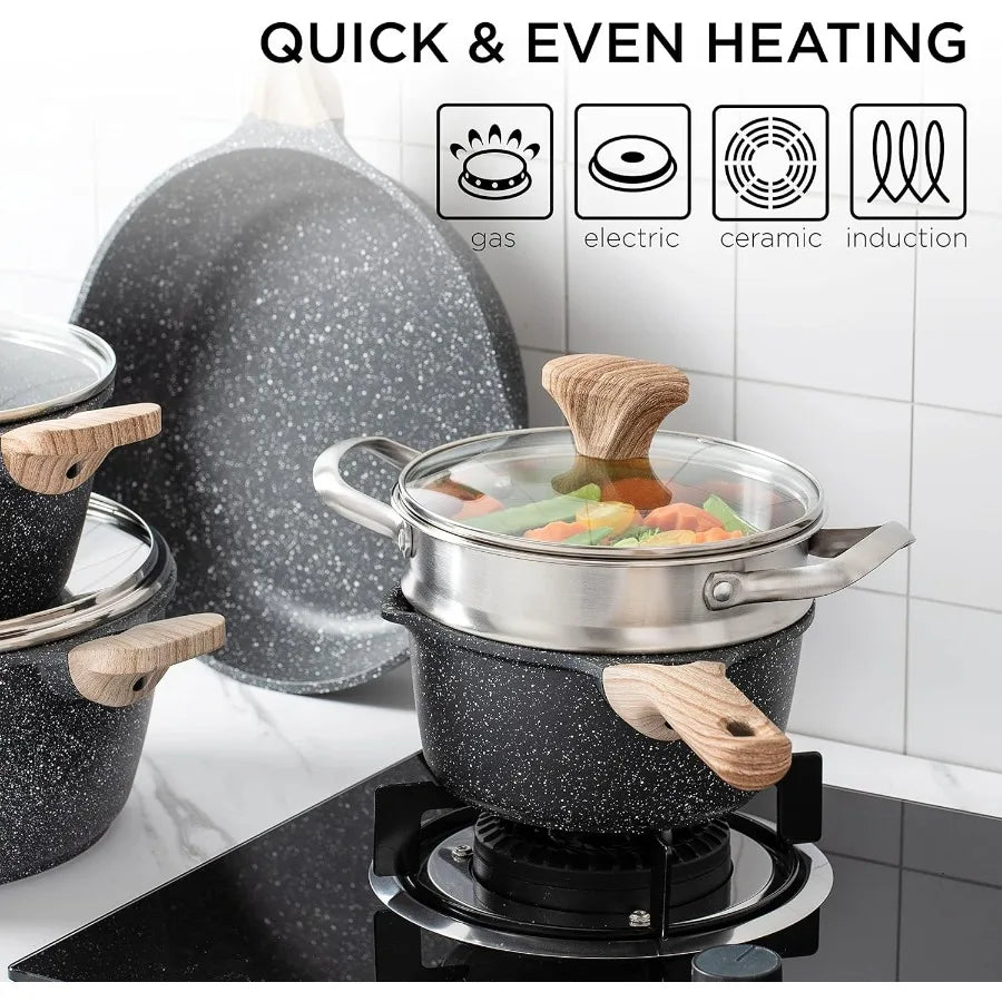 Non-Stick Cast Aluminum Cookware Set For Everyday Cooking