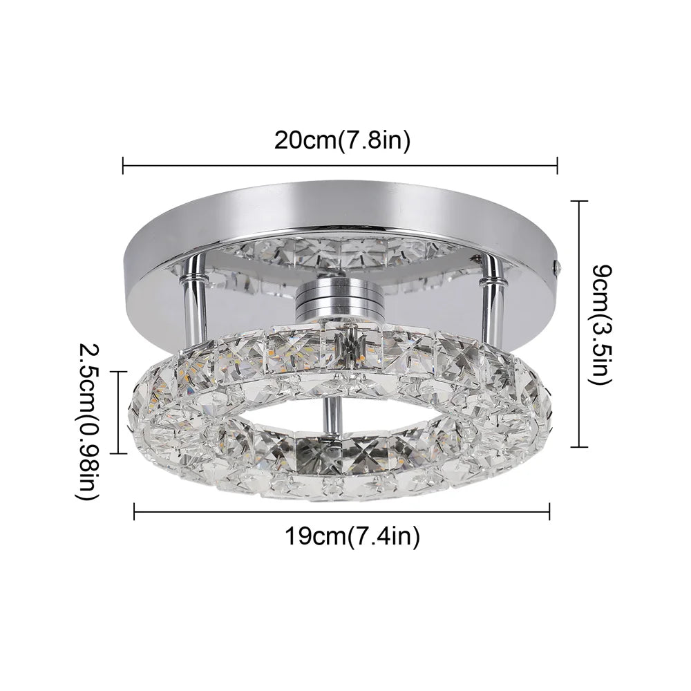 GreeLustr Crystal LED Flush Mount Ceiling Light For Kitchen Hallway