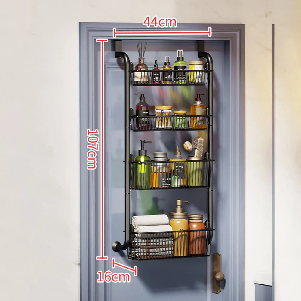 HiMISS Over Door Storage Organizer Metal Hanging Shelf With Adjustable Basket
