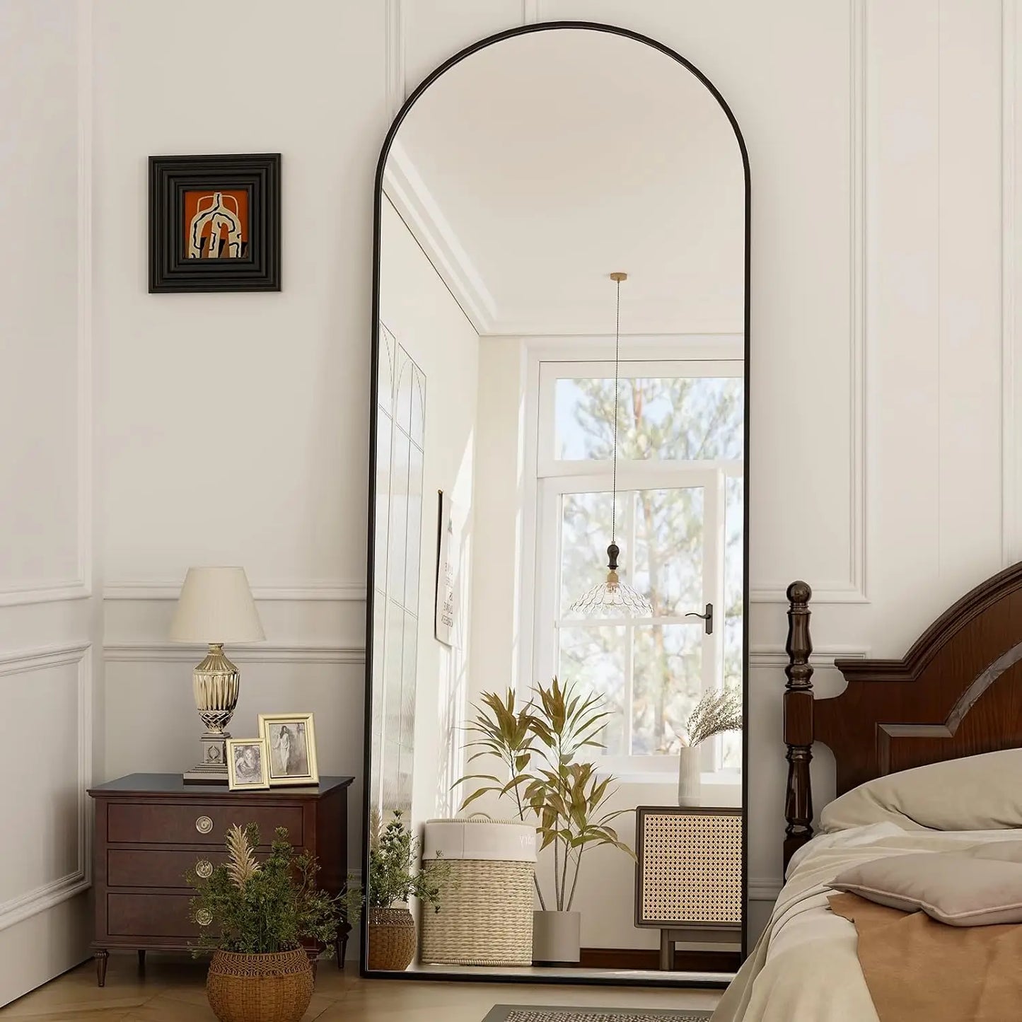 BEAUTYPEAK Arched Mirror With Aluminum Frame For Living Room