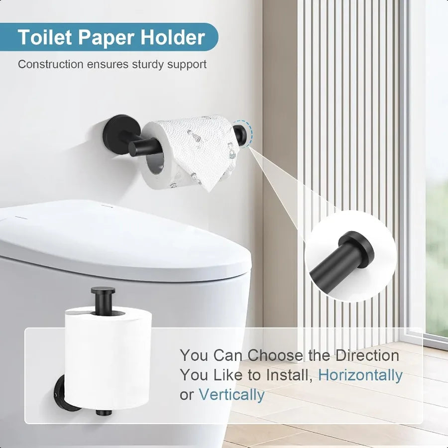 5 Piece Stainless Steel Bathroom Hardware Set Wall Mounted