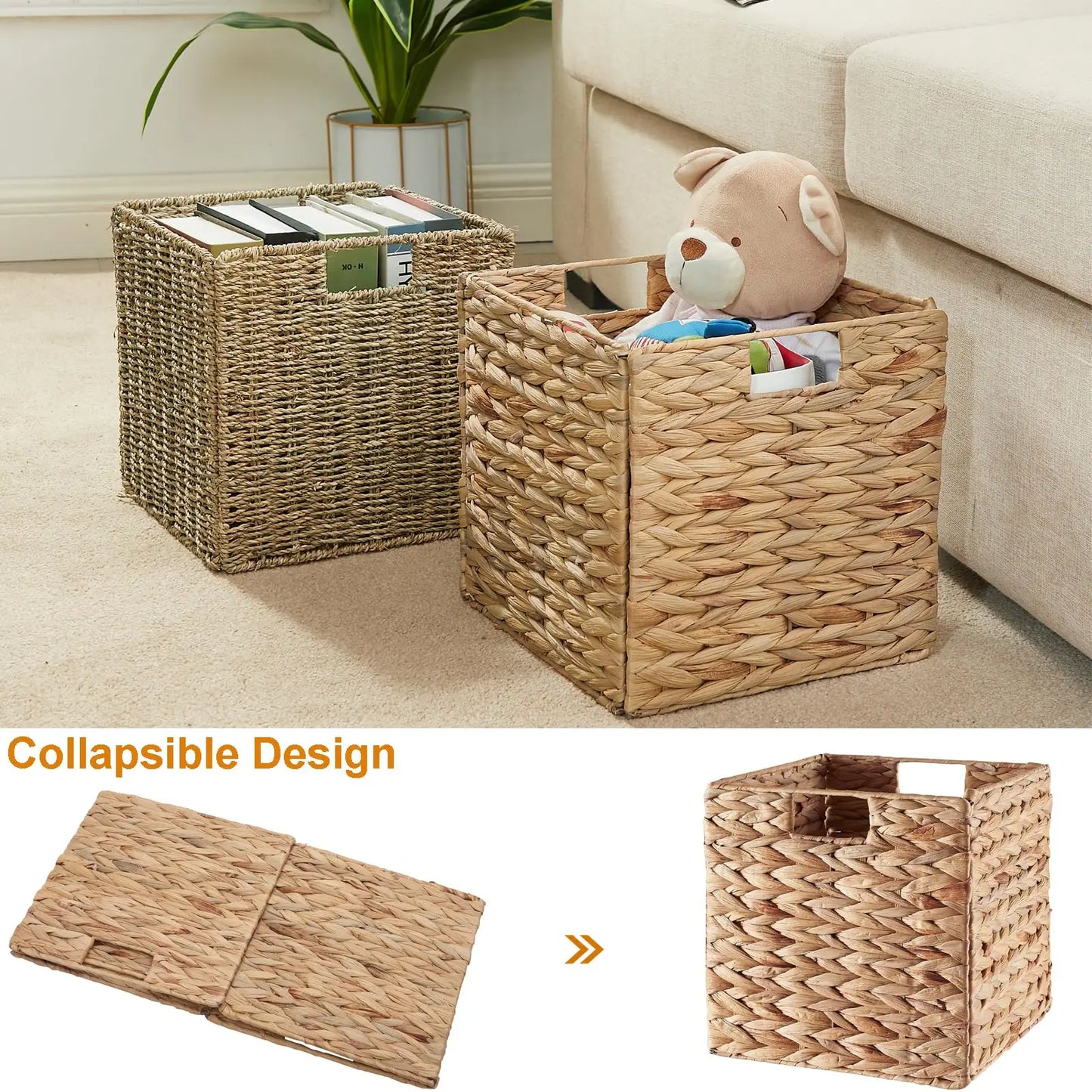 Guangdong Seagrass Foldable Storage Baskets For Shelves