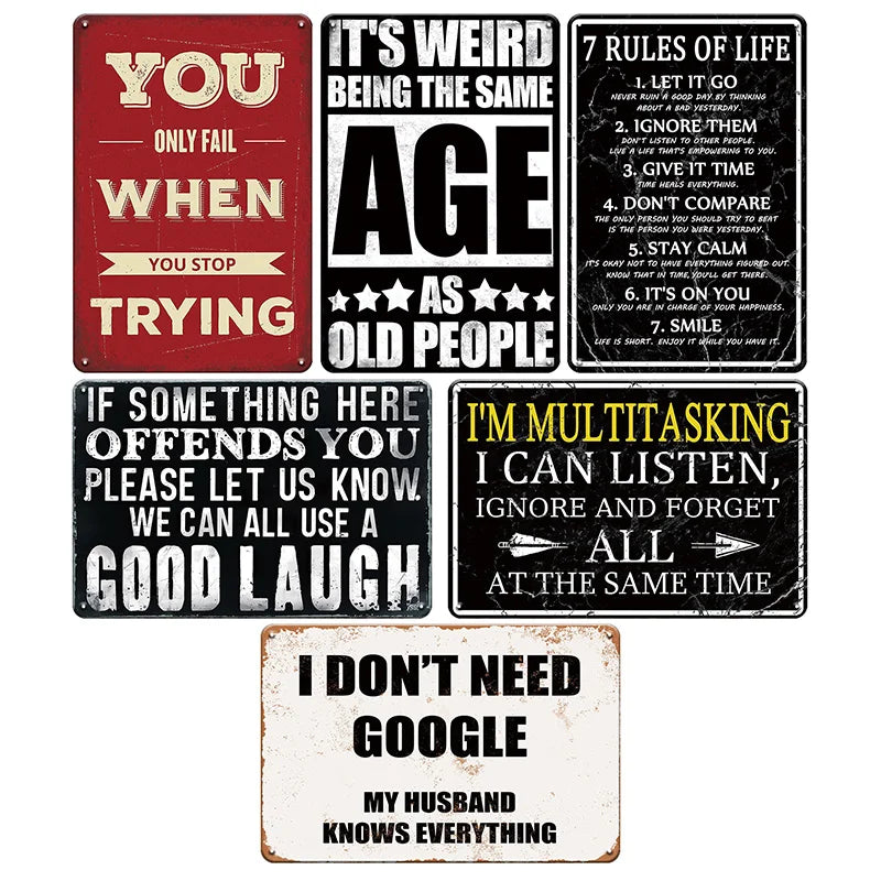 High Concerned Chemical Funny Quotes Metal Tin Signs Set