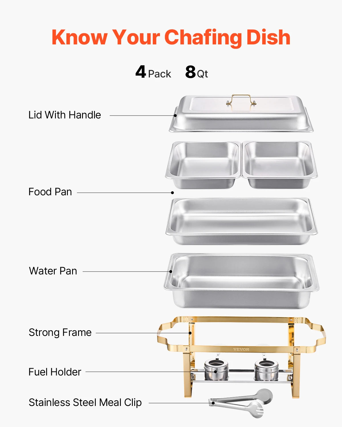 SucceBuy Chafing Dish Buffet Set Stainless Steel Chafer and Pans