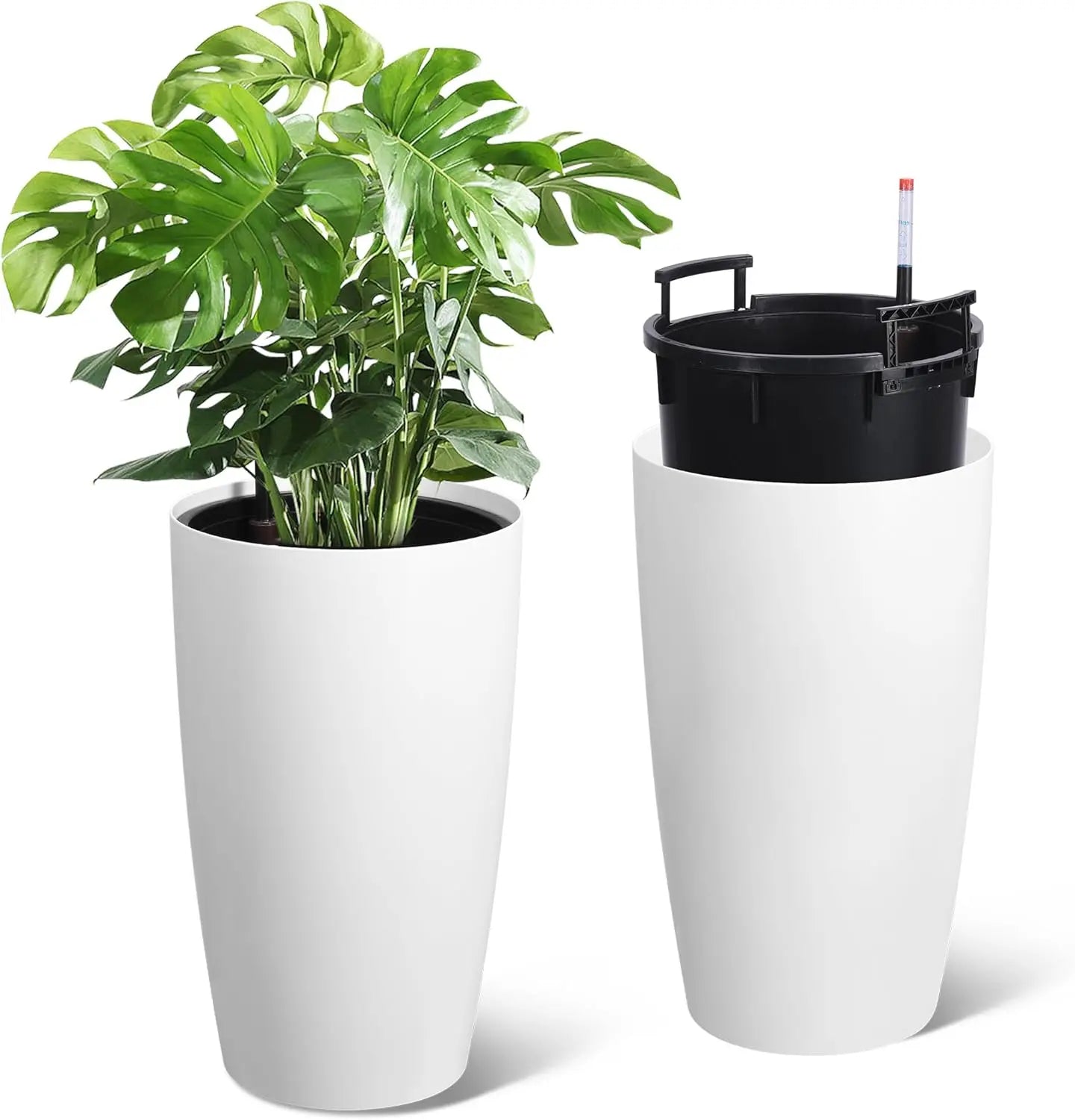 TWISTER.CK Self-Watering Planters Tall Two-Pack With Water Level Gauge
