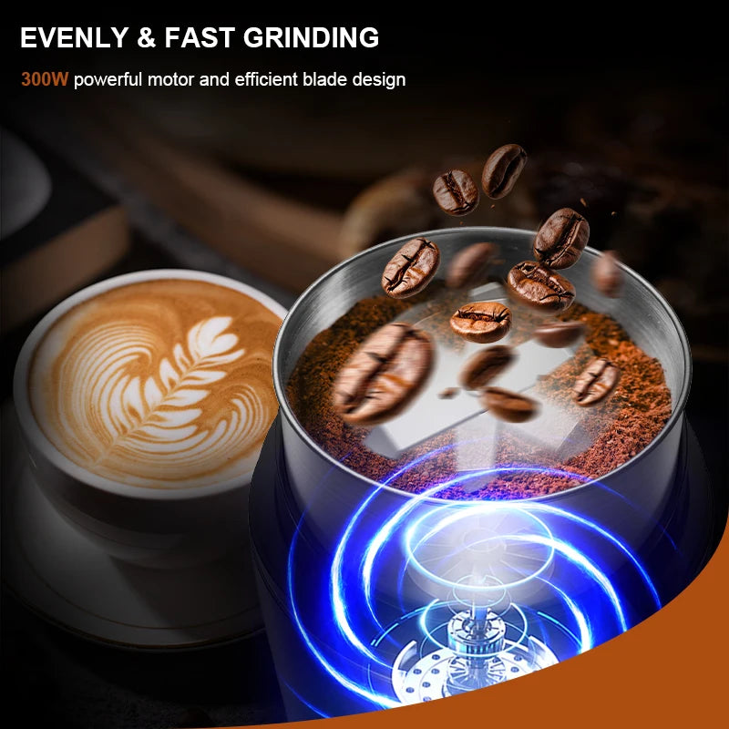 KIRAINAFLY 300W Professional Coffee Grinder With Removable Cup