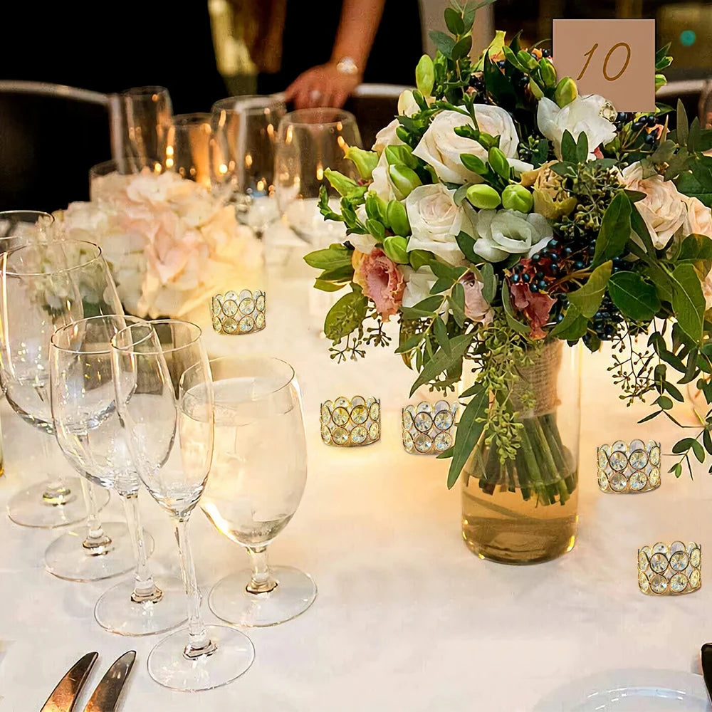 Crystal Gold Votive Candle Holders 24pcs for Weddings and Events