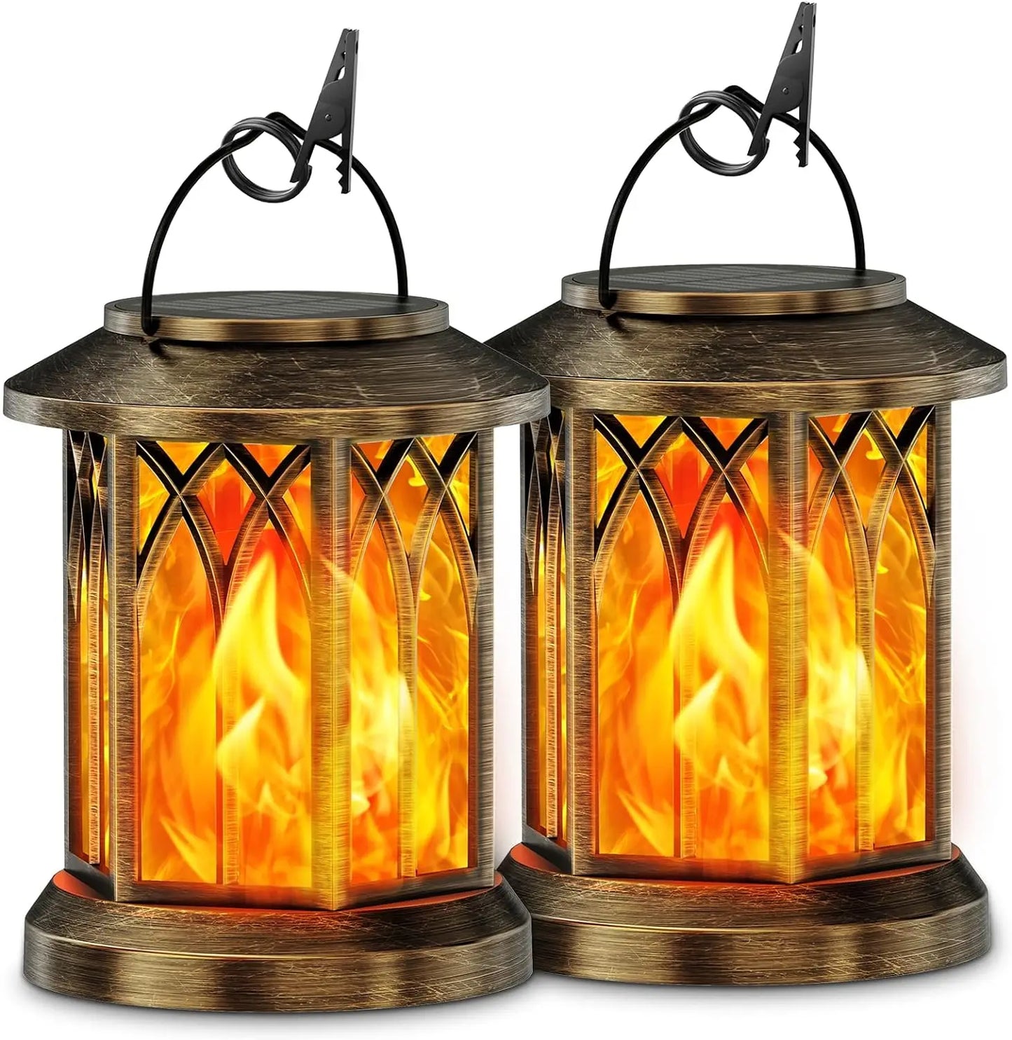 KPSTEK Flickering Flame Solar Lanterns 2 Pack Garden