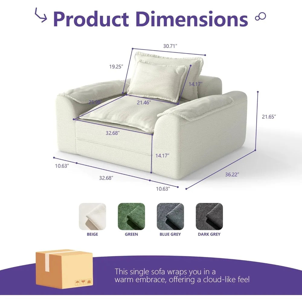 HUANZHUANG Cloud Memory Foam Sofa With Removable Cover