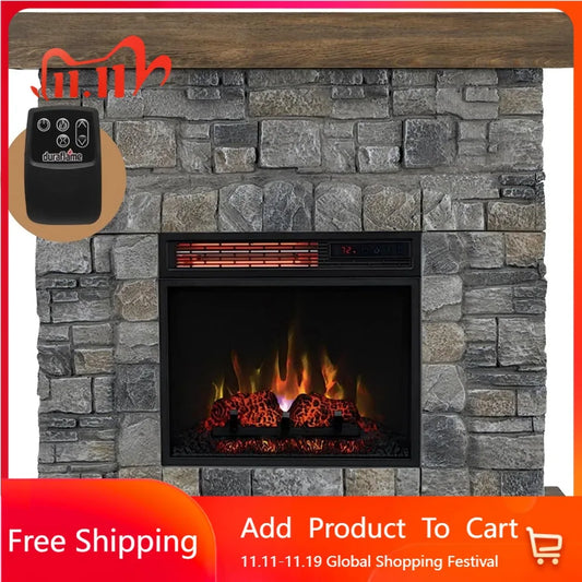 Electric Fireplace Mantel With Life Like Flames And Logs