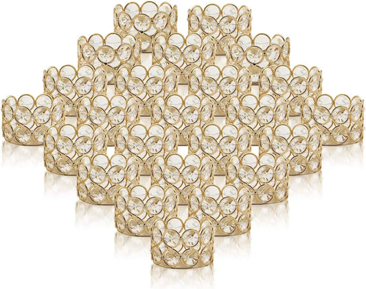 Crystal Gold Votive Candle Holders 24pcs for Weddings and Events