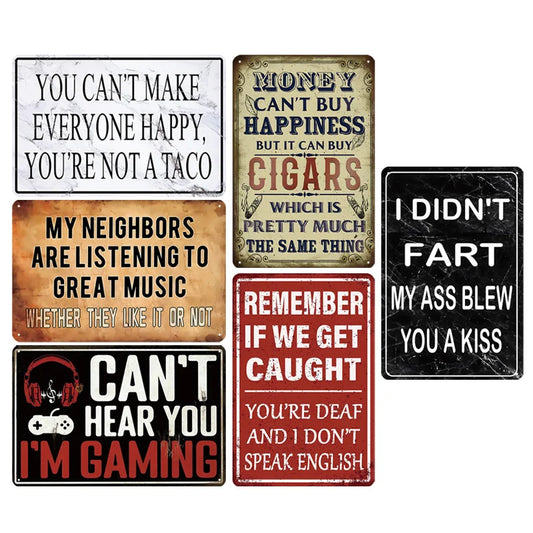 High-Concerned Funny Quotes Metal Tin Signs Retro Wall Art