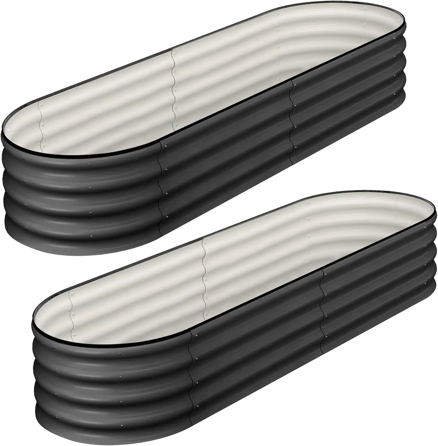 HiMISSH Oval Galvanized Raised Garden Bed Set Outdoor