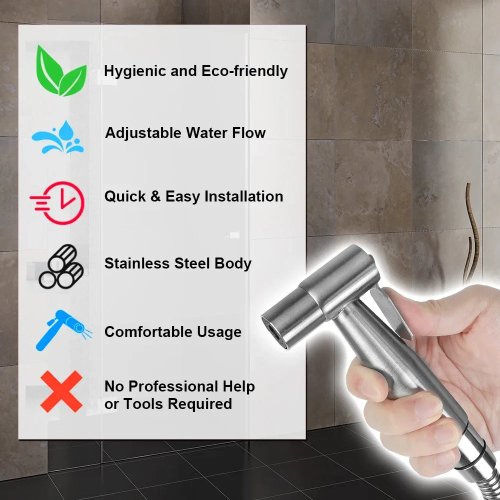 Stainless Steel Bidet Sprayer Set Handheld Toilet Faucet