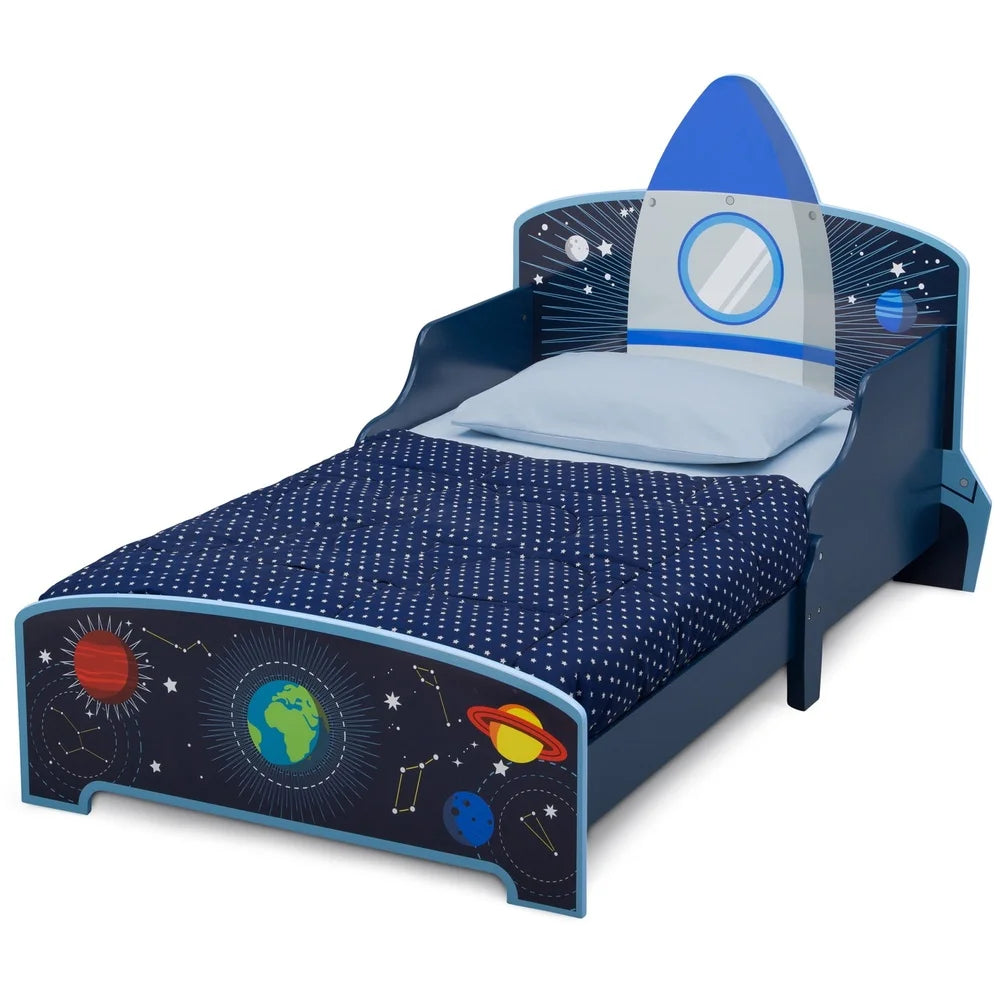 XMSJ Space Adventures Rocket Ship Toddler Bed With Guardrails