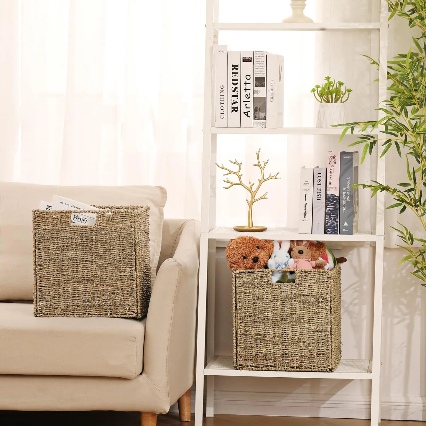 Guangdong Seagrass Foldable Storage Baskets For Shelves