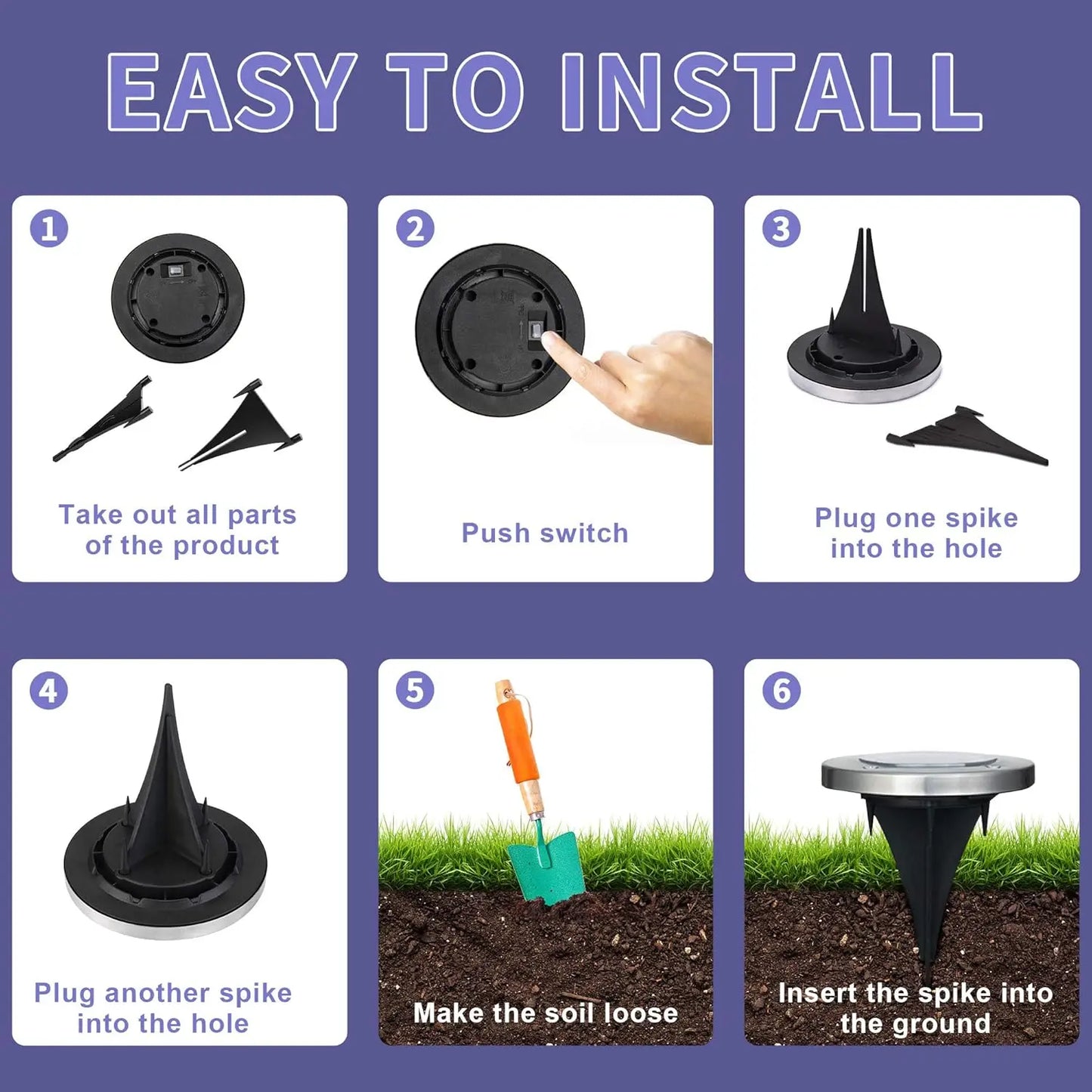 KPSTEK Solar Lights 8 LED Landscape Pathway Lighting