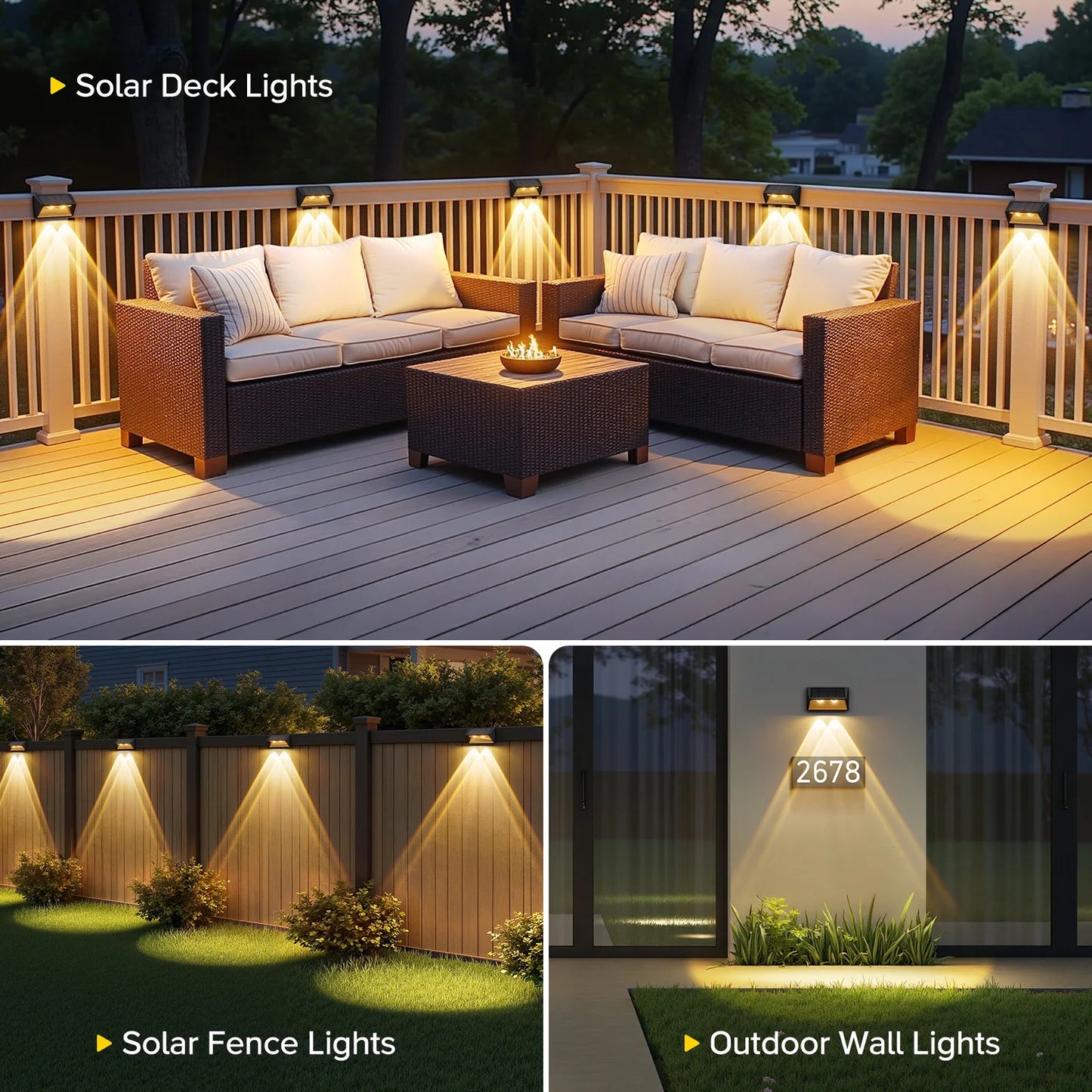 KPSTEK Solar Fence Step Lights For Walls Stairs Pools Led