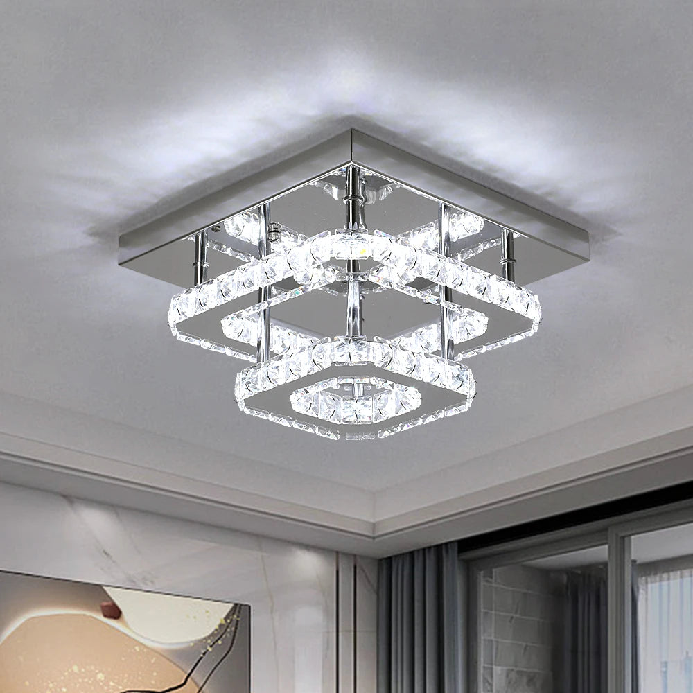 GreeLustr Crystal LED Flush Mount Ceiling Light For Kitchen Hallway