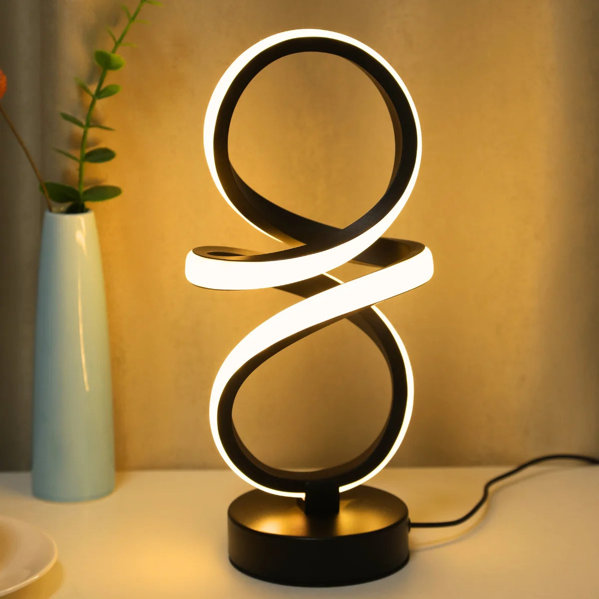 Spiral LED Table Lamp USB Powered With 3 Color Modes