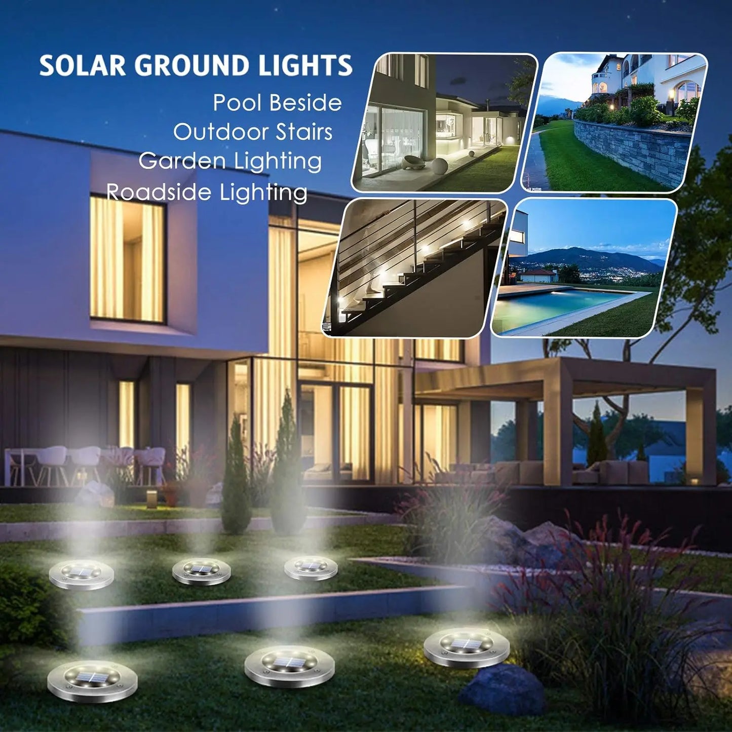 KPSTEK Solar Lights 8 LED Landscape Pathway Lighting