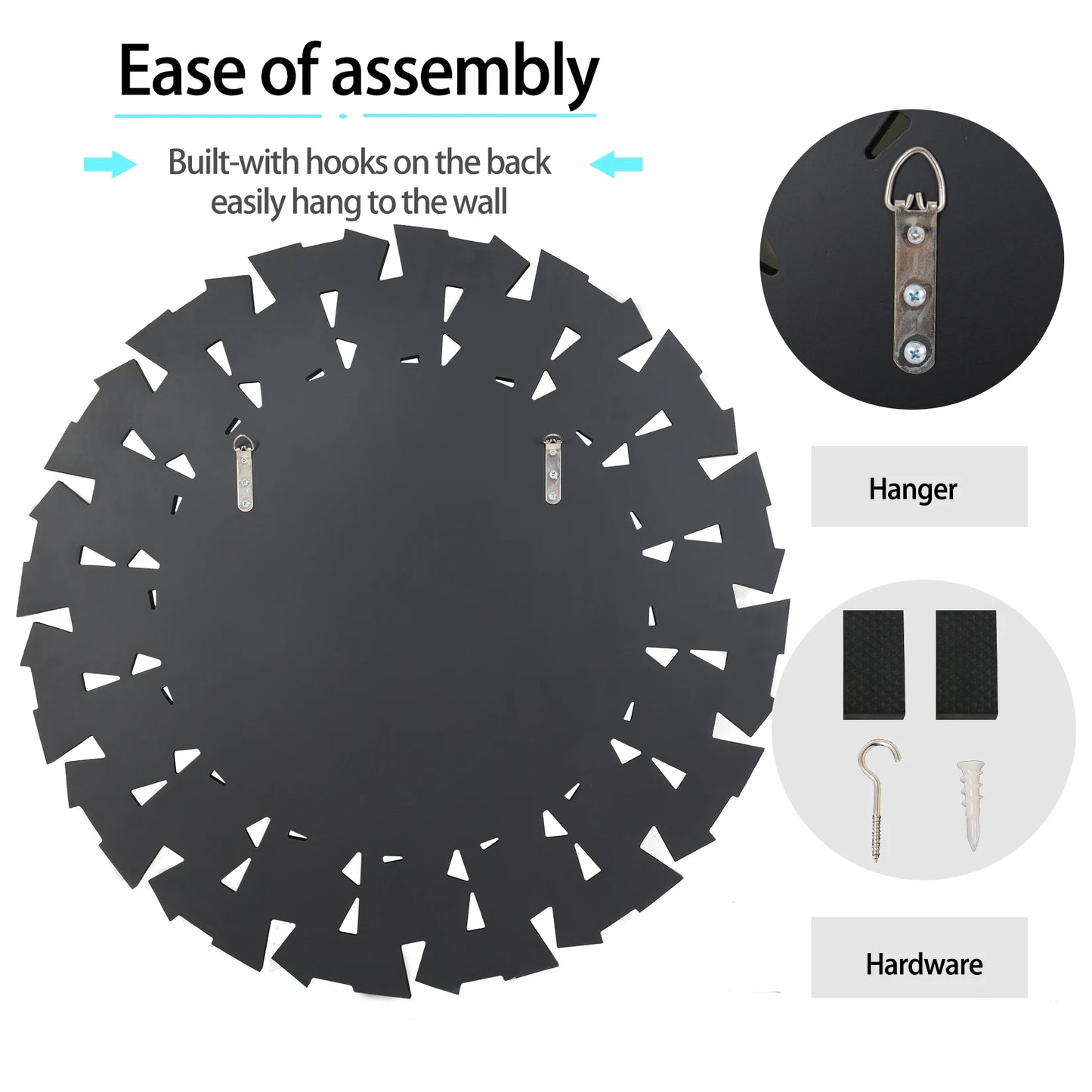 Wisfor Round Sunburst Beveled Mirror Wall Decor Wall Mounted