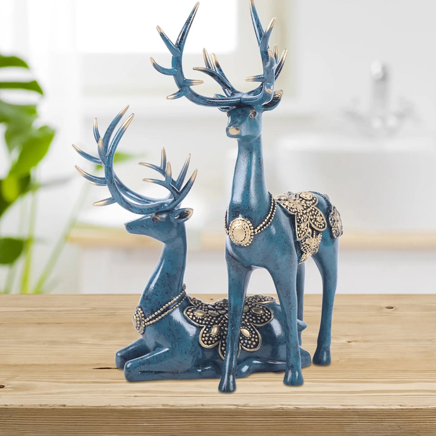 Bymaocar Reindeer Resin Statue Decor Ornament Home Office