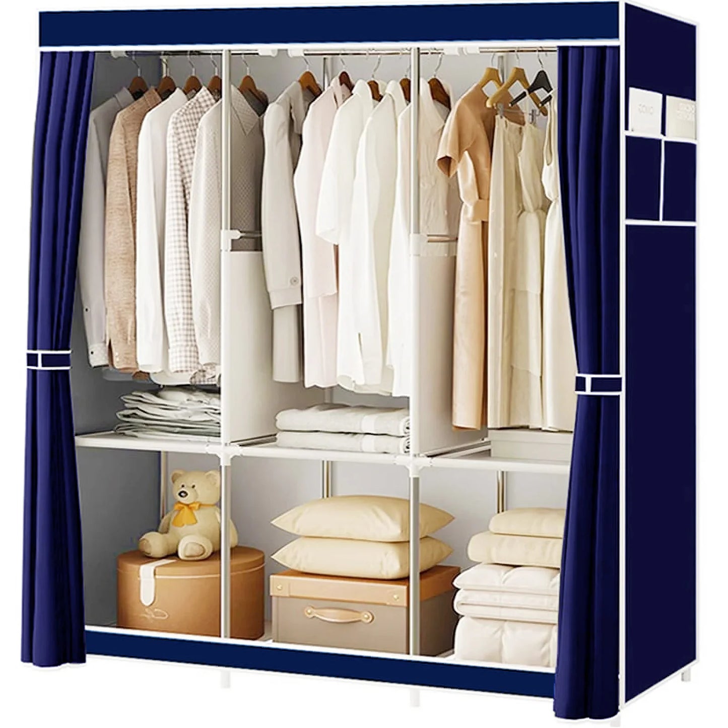Folded Wardrobe Closet Organizer Storage Rack Nonwoven Fabric Dustproof