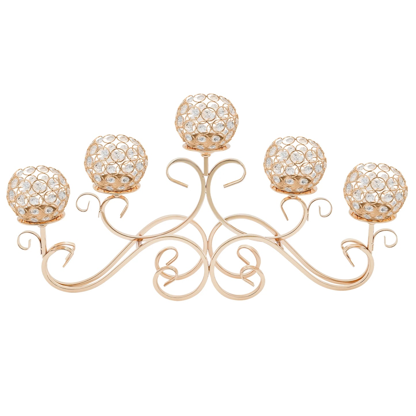 Five Arm Crystal Candle Holder K9 Crystal Candelabra Iron Base