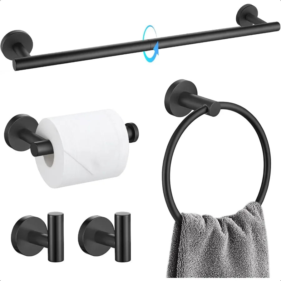 5 Piece Stainless Steel Bathroom Hardware Set Wall Mounted