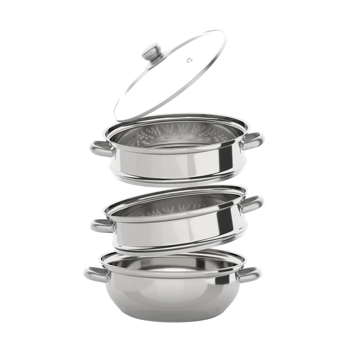 Hign-concerned Triple Layer Stainless Steamer Pot Lid