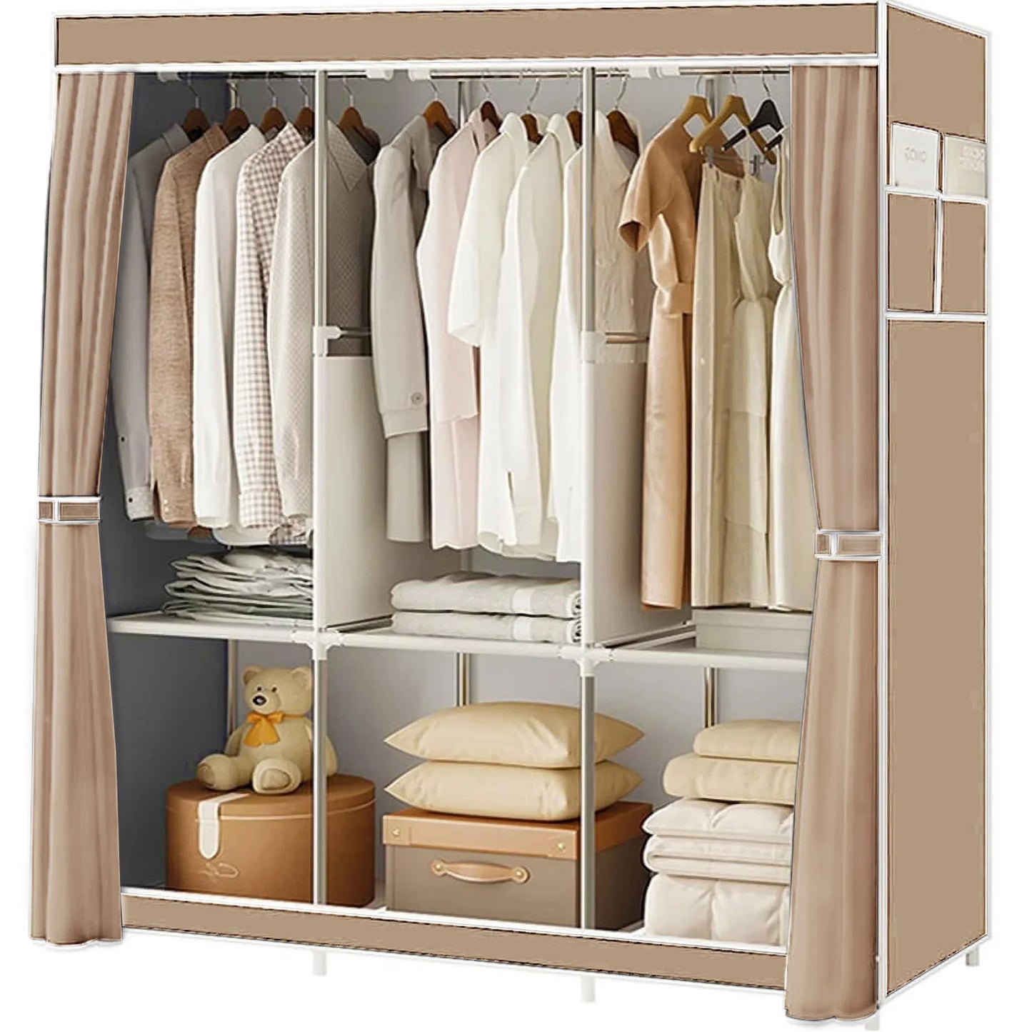 Folded Wardrobe Closet Organizer Storage Rack Nonwoven Fabric Dustproof