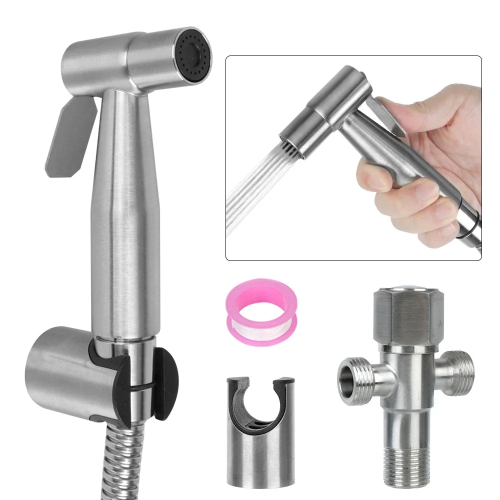 Stainless Steel Bidet Sprayer Set Handheld Toilet Faucet