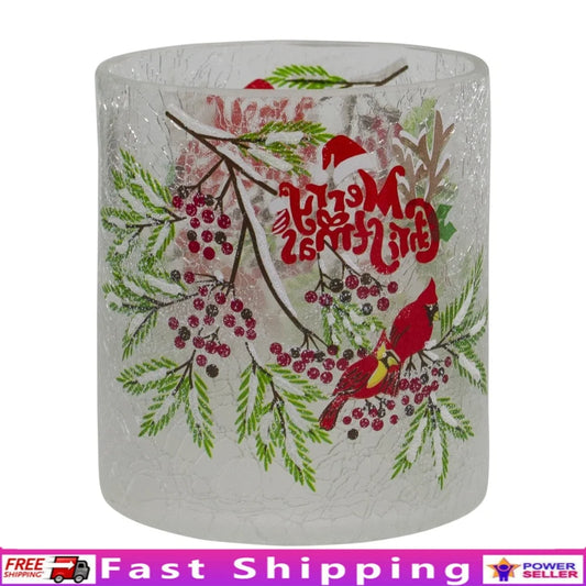 XMSJ Cardinal Flameless Candle Holder Glass Votive Decor