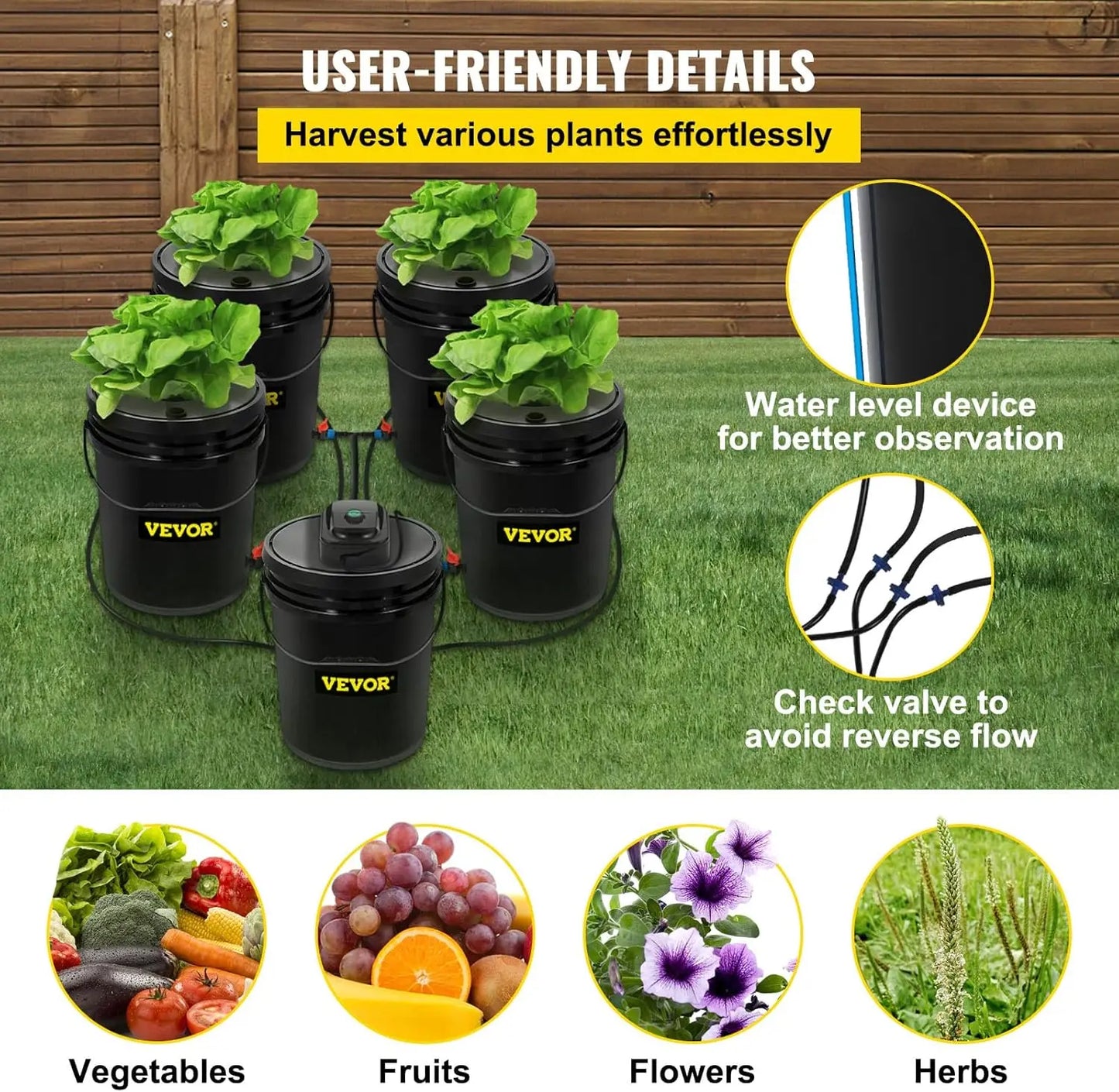 XMSJ DWC Hydroponic System Grow Kit With Pump And Air Stone