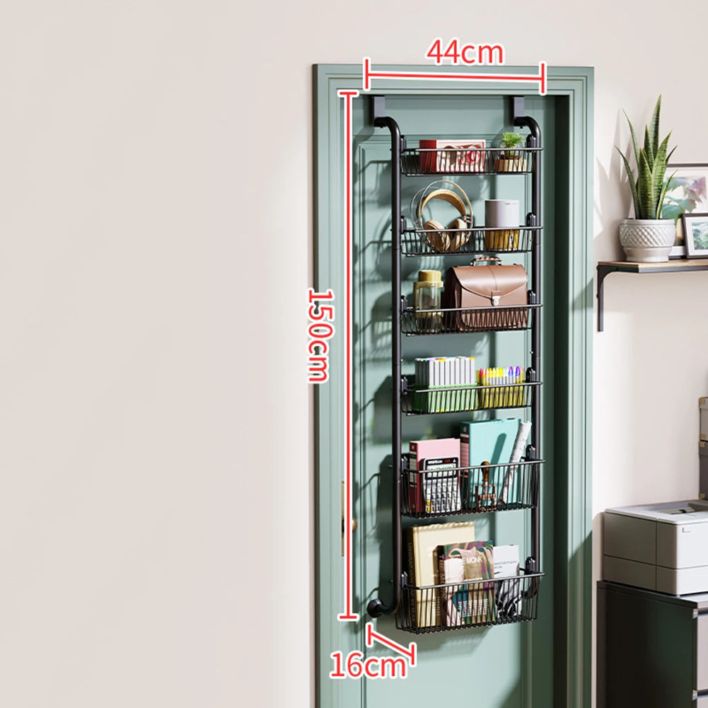 HiMISS Over Door Storage Organizer Metal Hanging Shelf With Adjustable Basket