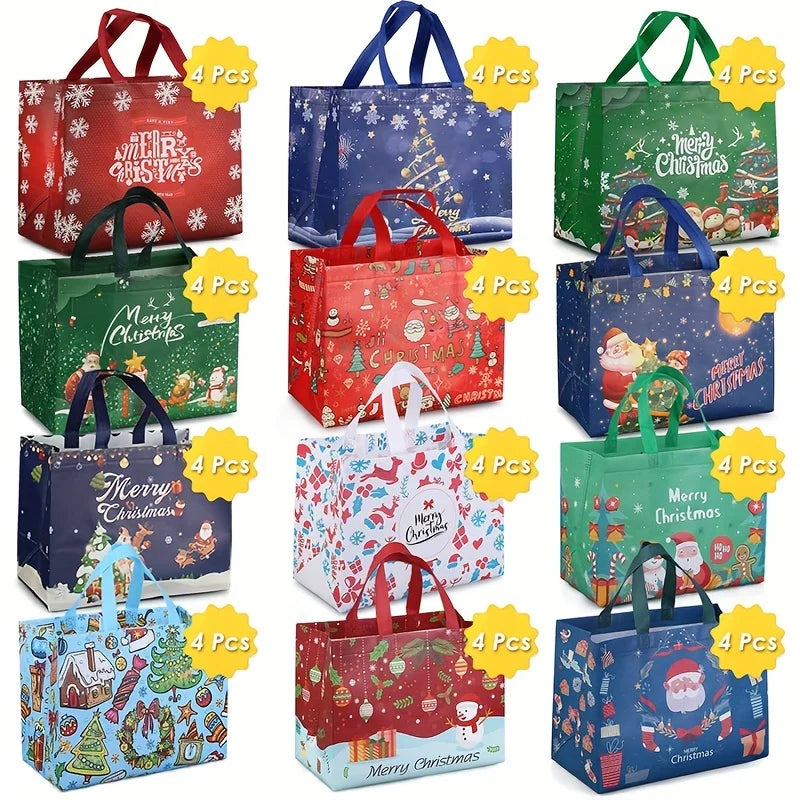 CN Zhejiang 48Pcs Christmas Nonwoven Reusable Tote Bags