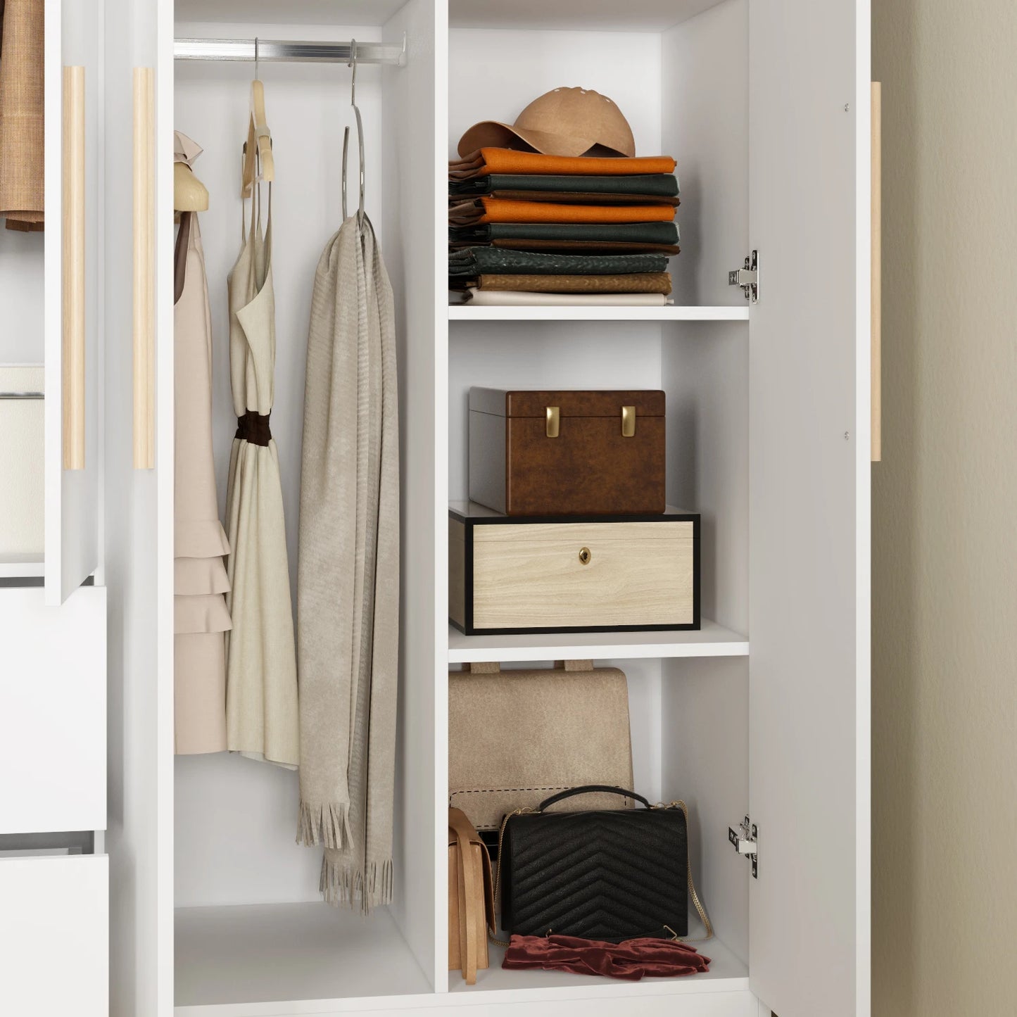 FUFU&GAGA Modern Wardrobe Armoire With Drawers And Cubes