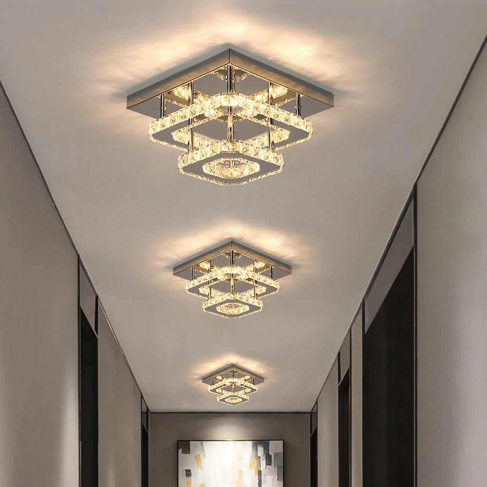 GreeLustr Crystal LED Flush Mount Ceiling Light For Kitchen Hallway