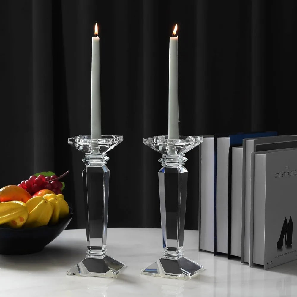Crystal Candlestick Holders 2 Pack For Table Centerpieces Wedding Decor