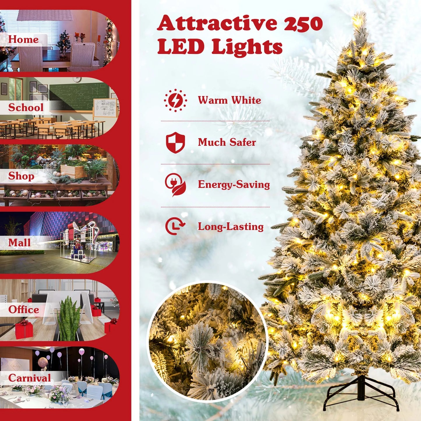 LIFEZEALE Prelit Artificial Christmas Tree with Pine Cones and Berries