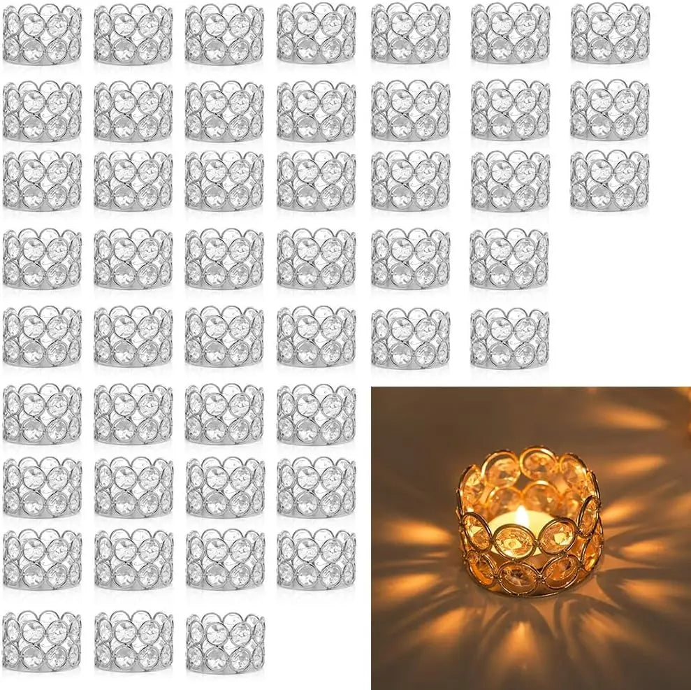 Hign-Concerned 48-Piece Tea Light Candle Holder Crystal Set