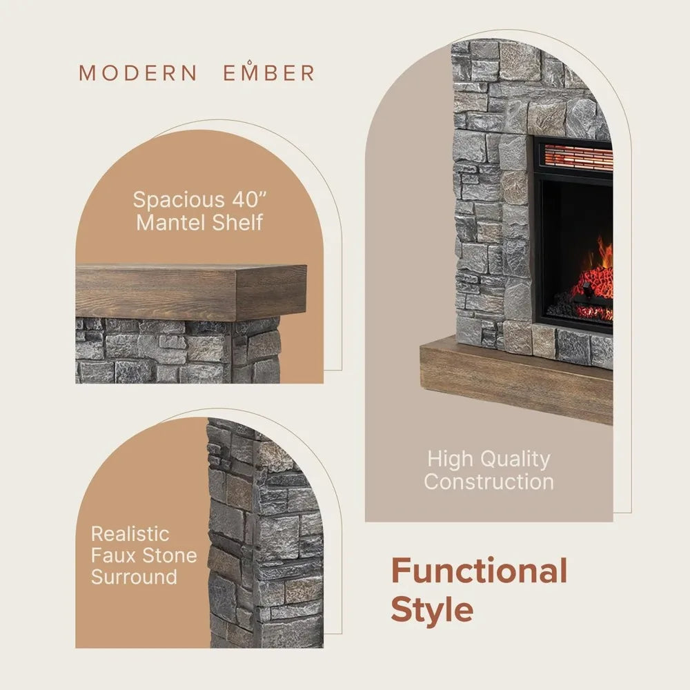 Electric Fireplace Mantel With Life Like Flames And Logs