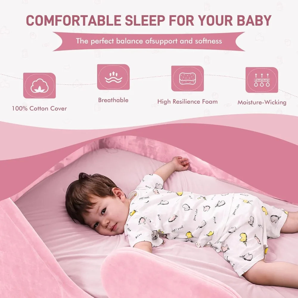 LZJV Toddler Bed with Safety Rails for Kids Easy Assembly
