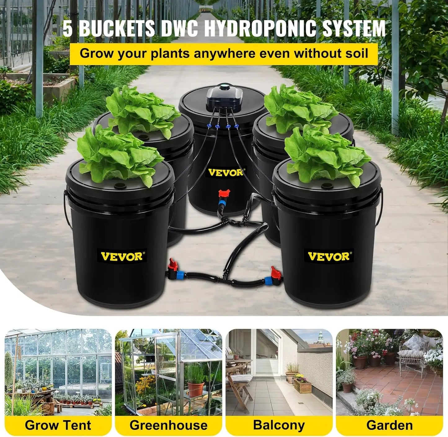 XMSJ DWC Hydroponic System Grow Kit With Pump And Air Stone