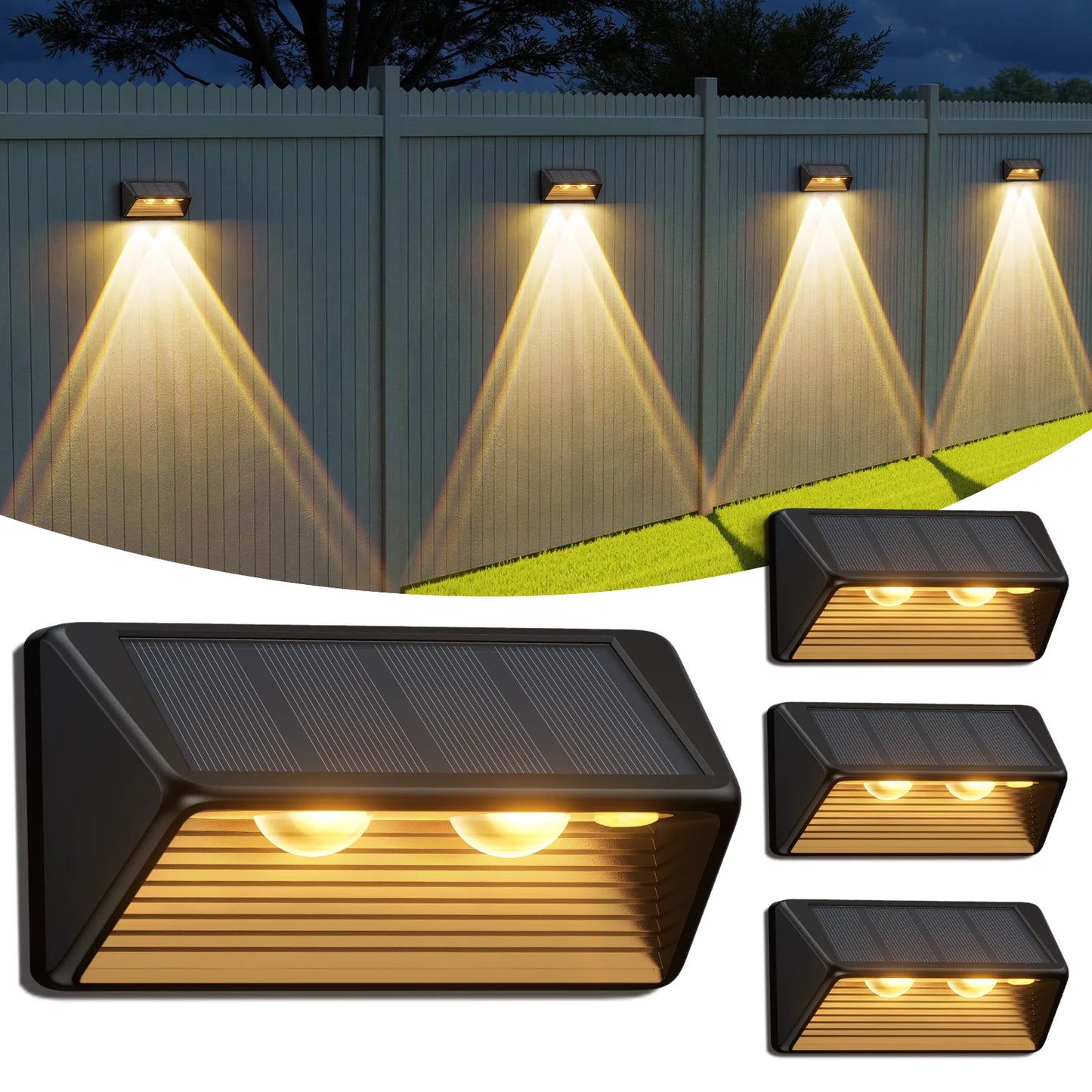 KPSTEK Solar Fence Step Lights For Walls Stairs Pools Led